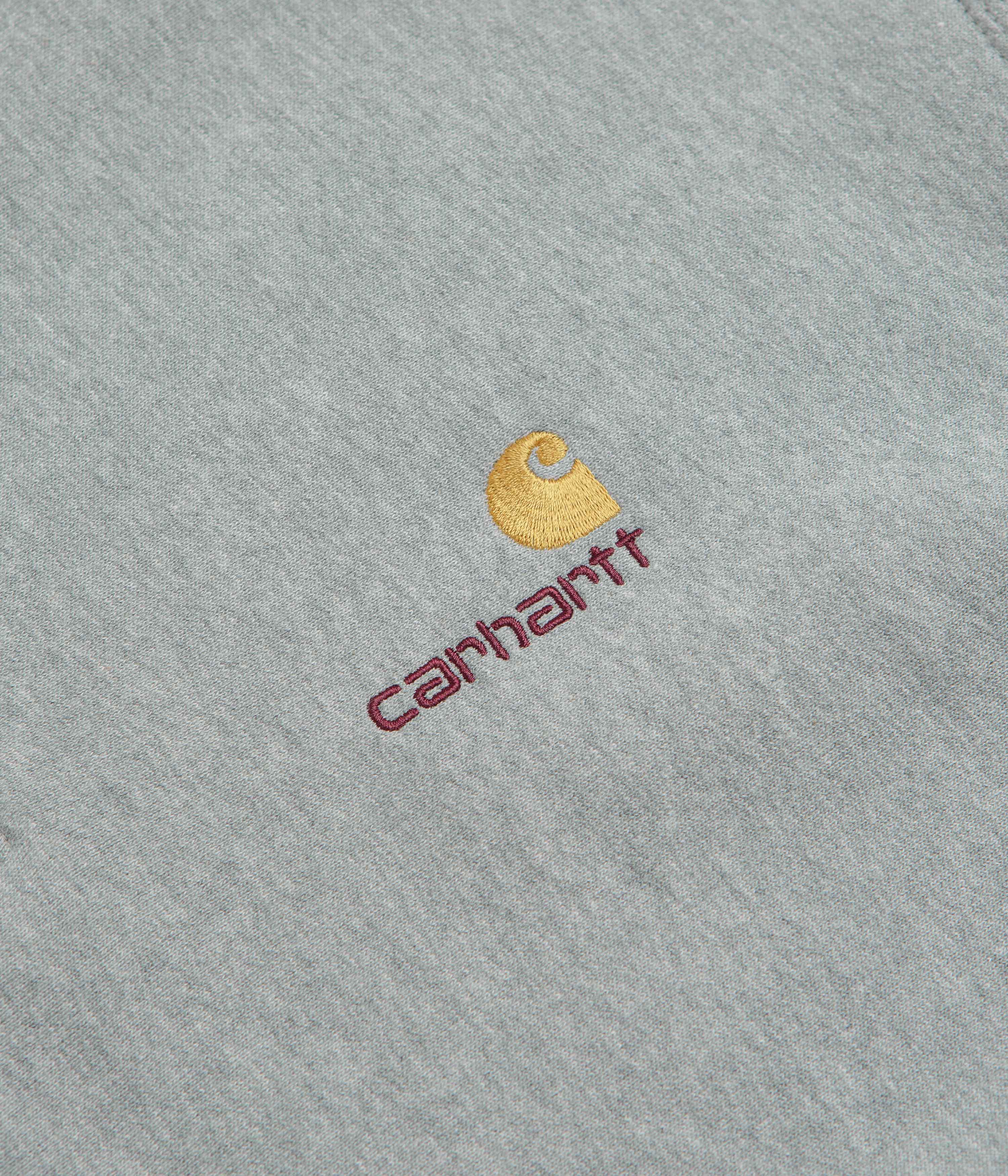 Carhartt Half Zip American Script Sweatshirt - Grey Heather - Image 3