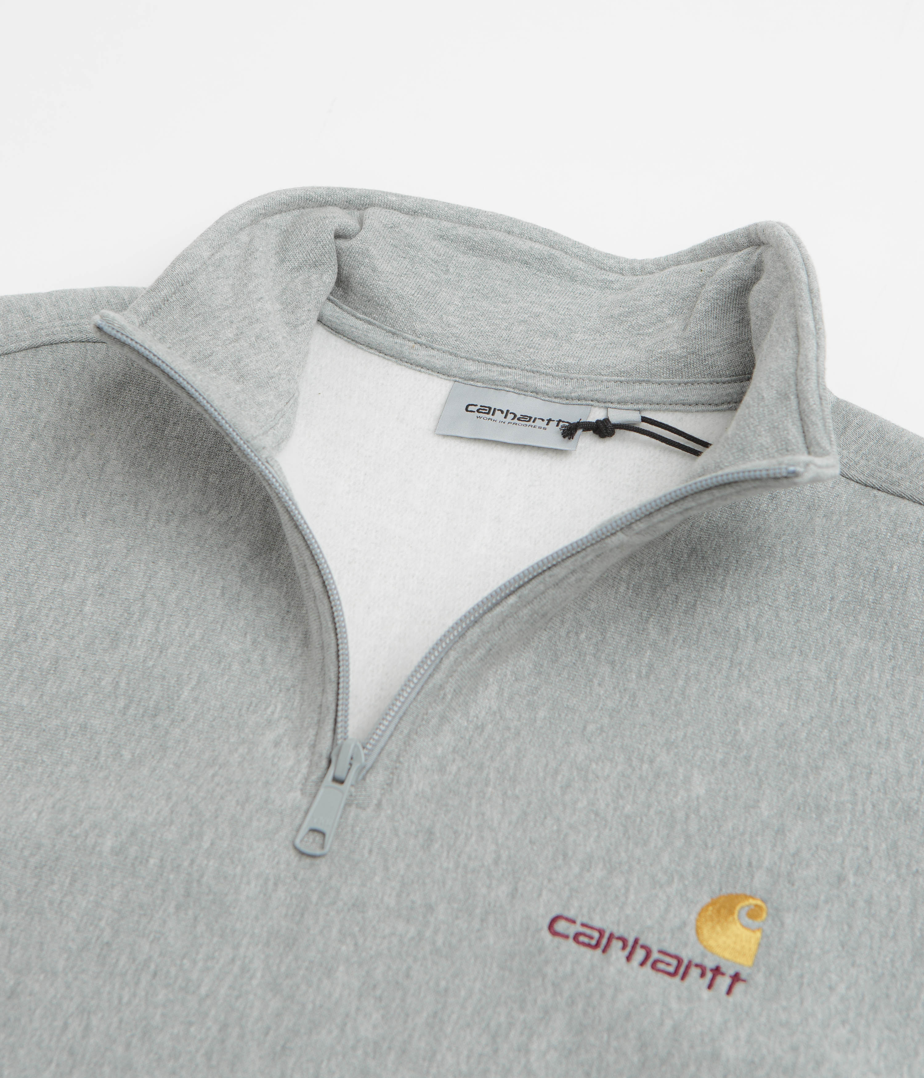 Carhartt Half Zip American Script Sweatshirt - Grey Heather - Image 4